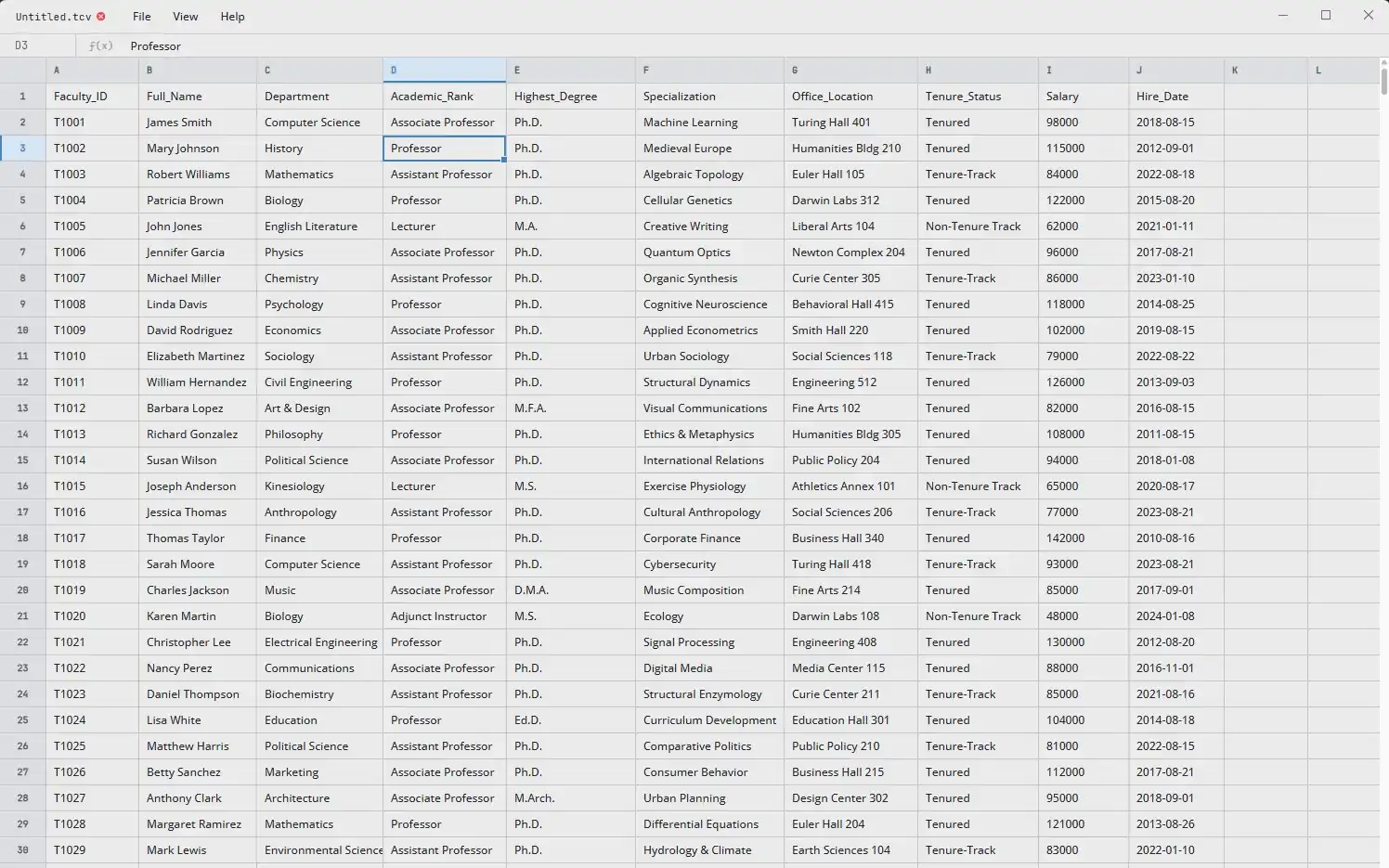 Cross-platform spreadsheet — application screenshot