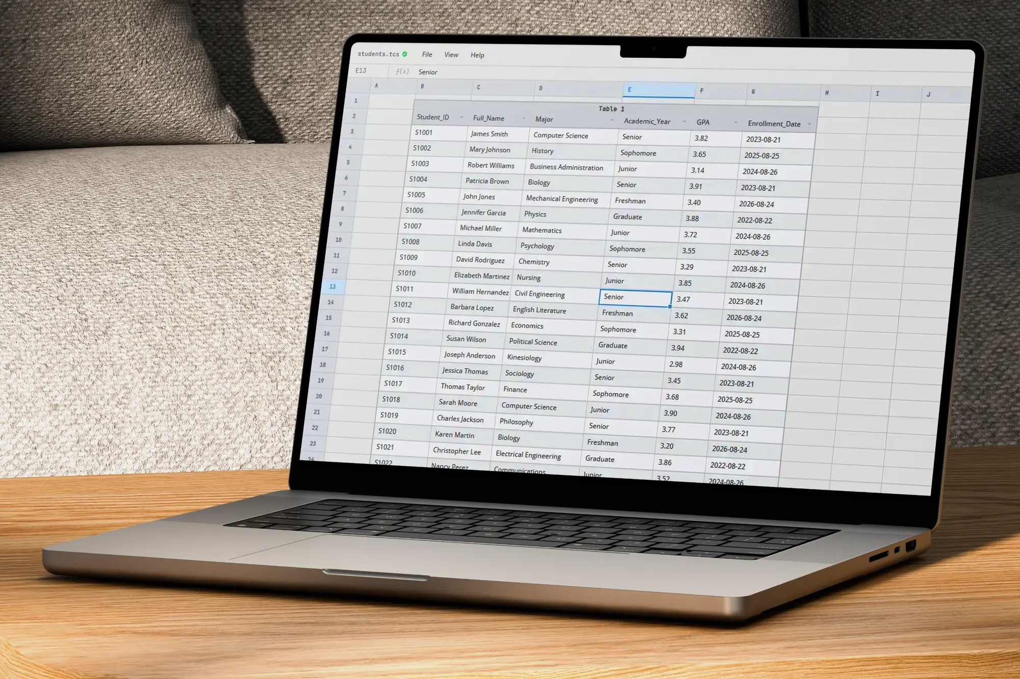 Cross-platform spreadsheet — on a laptop