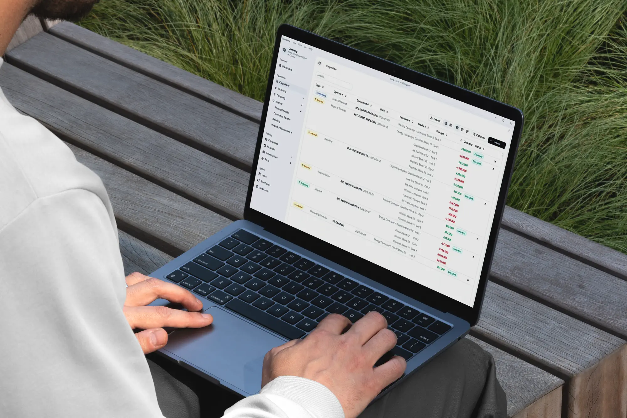 ERP for liquid cargo operations — on a laptop