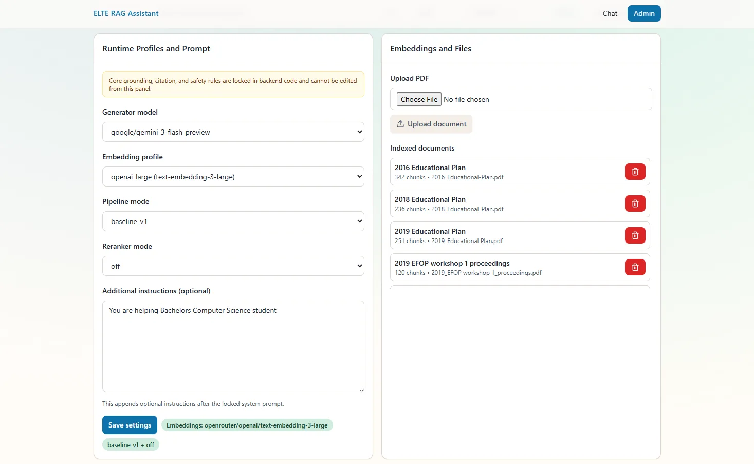Student services assistant — application screenshot